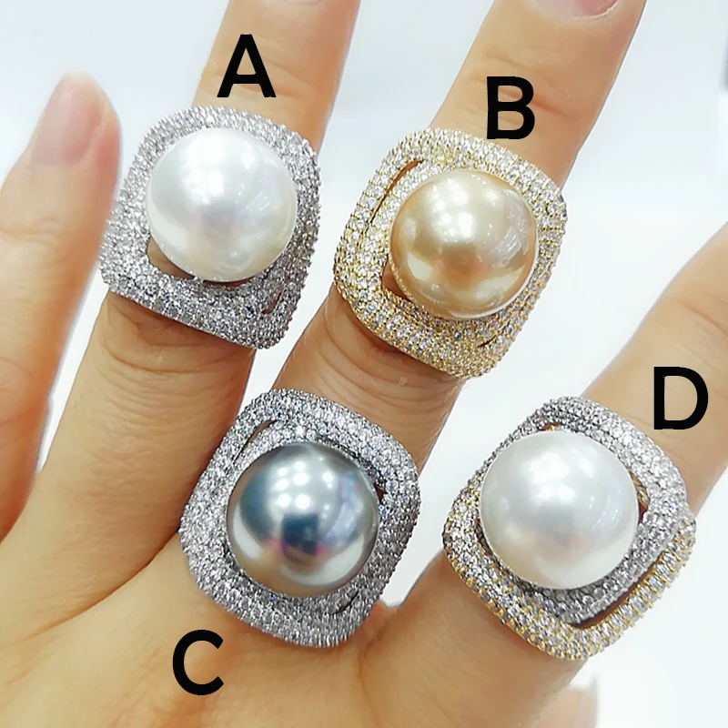 GODKI 2020 Trendy Twist Pearl Statement Rings for Women Cubic Zircon Finger Rings Beads Charm Ring Bohemian Beach Jewelry 2019