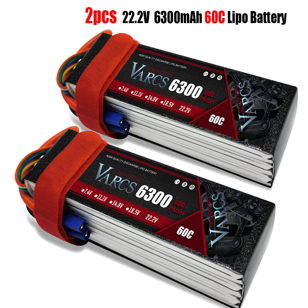 2PCS VARCS  Lipo Batteries 2S 7.4V 11.1V 14.8V 22.2V 6300mAh 60C/120C for RC Car Off-Road Buggy Truck Boats salash Drone Parts