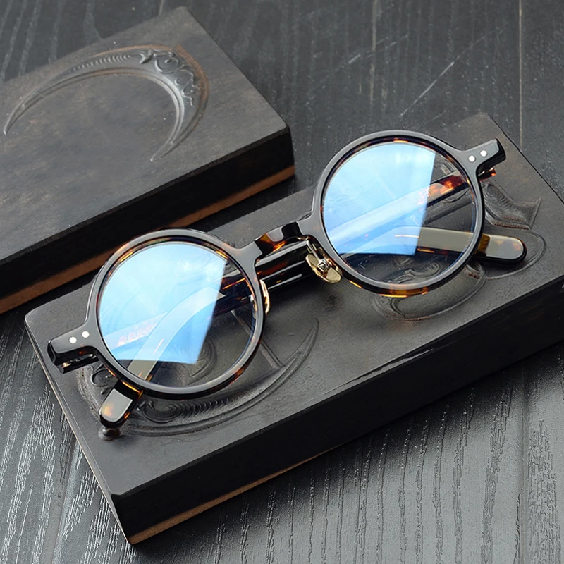 Acetate Reading Glasses Men Anti Blue Light Glasses Women Vintage Small Round Prescription Eyeglasses Frame +1.25 1.0 +1.75 +2.0