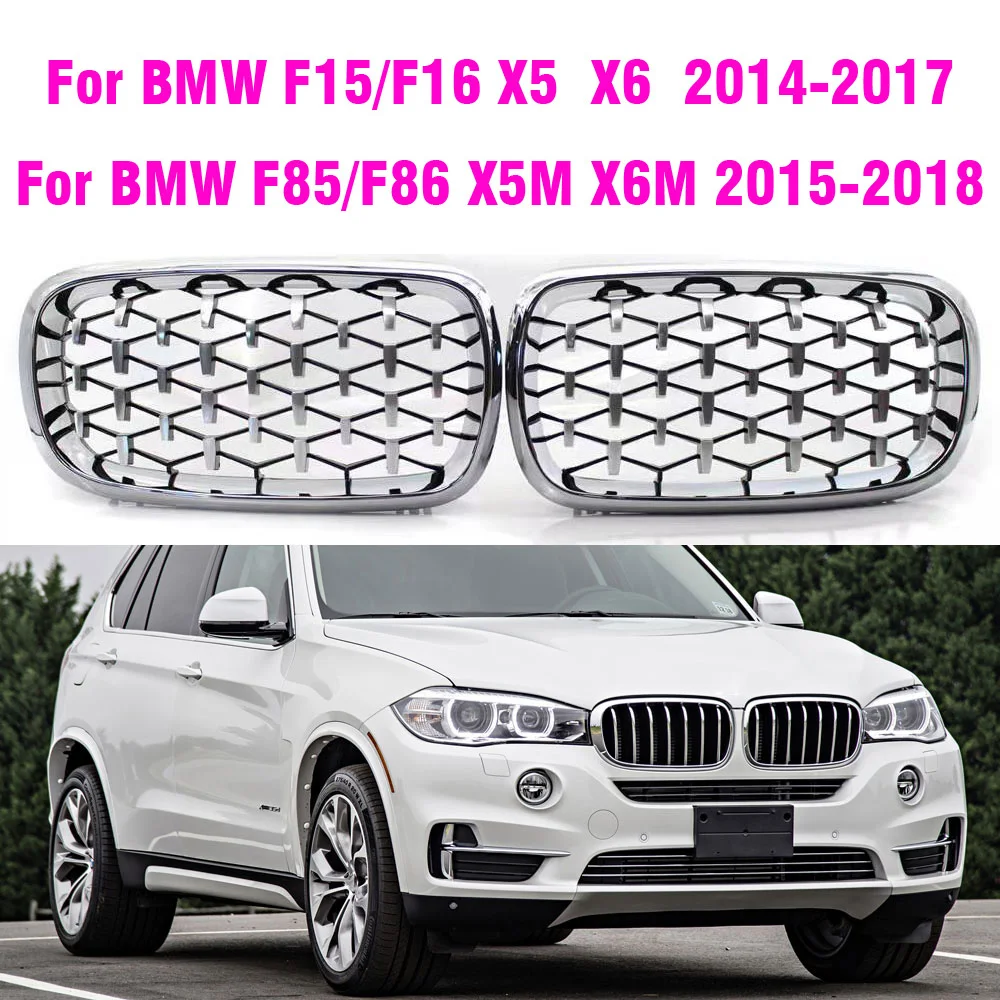 

Front Hood Kidney Grille Bumper Gloss Black Diamond Meteor Style For BMW F15 X5 F16 X6 2014-2017 Car Accessories Replacement Par