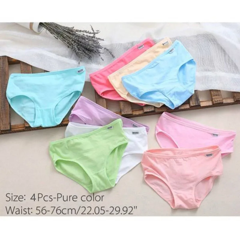 

4Pcs/Lot Teenage Panties 10-14Years Old teen Underwear Children Cotton Kids Girls Solid Color Puberty Big Sport Colorful