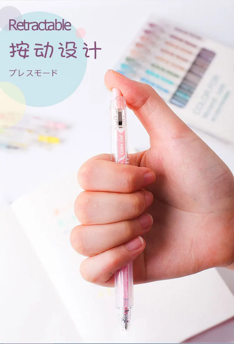 6 Penne Gel Colorate 0.5 Mm - Set Di Penne Estetiche Retrattili Con Inchiostro Fluido E Asciugatura Rapida, Ideali Per Scuola, Ufficio, Diario E Appunti
