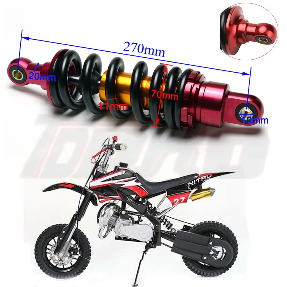 270mmX11mm Rear Shock Absorber Aluminum Red Motorcycle Suspension ATV Go Cart Quad 110cc 125cc Pit Bike Coolster SDG SSR 800lbs