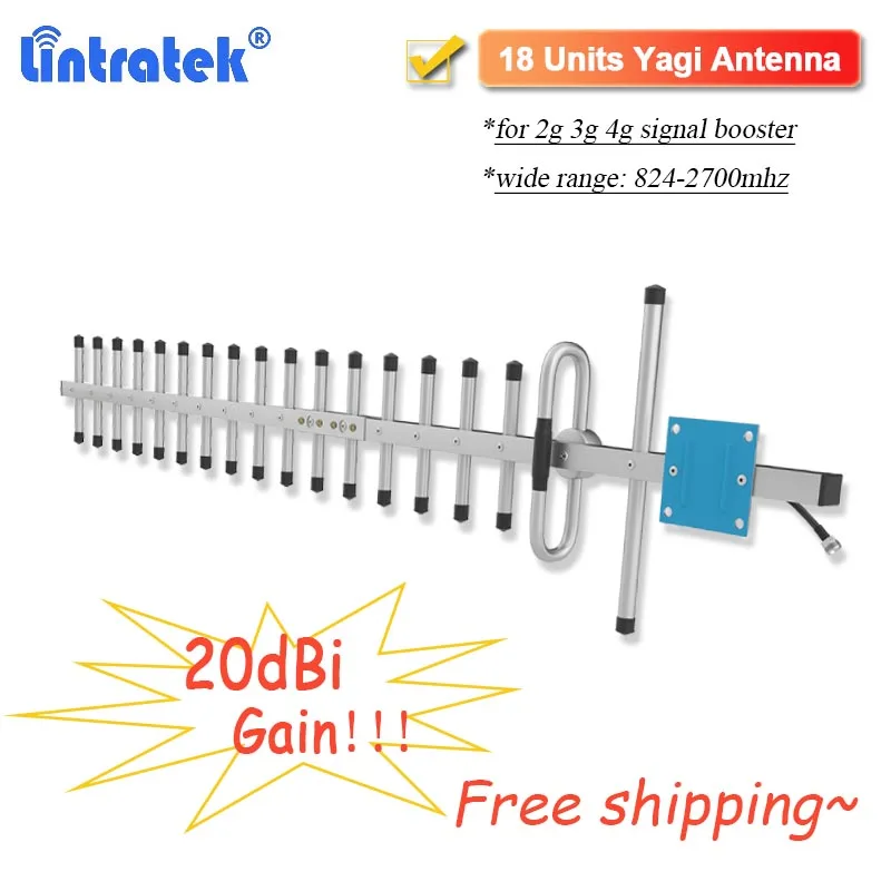 Antena yagi de alto ganho, 20dbi, 18 unidades, 824-2700mhz, lte, gsm, wcdma, para celular, 2g, 3g, 4g, amplificador de sinal celular