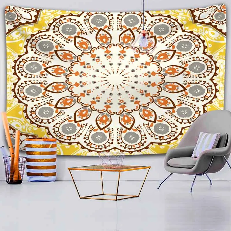 Indian Mandala Tapestry Wall Mount Boho Decorative Wall Cloth Tapestry Psychedelic Hippie Night Flower Tapestry