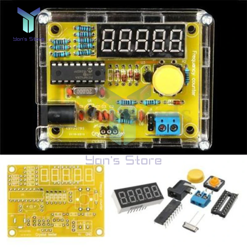 DIY Kits 1Hz-50MHz Crystal Oscillator Frequency Meter Tester 5 digits display Digital Frequency Counter module with Acrylic Case