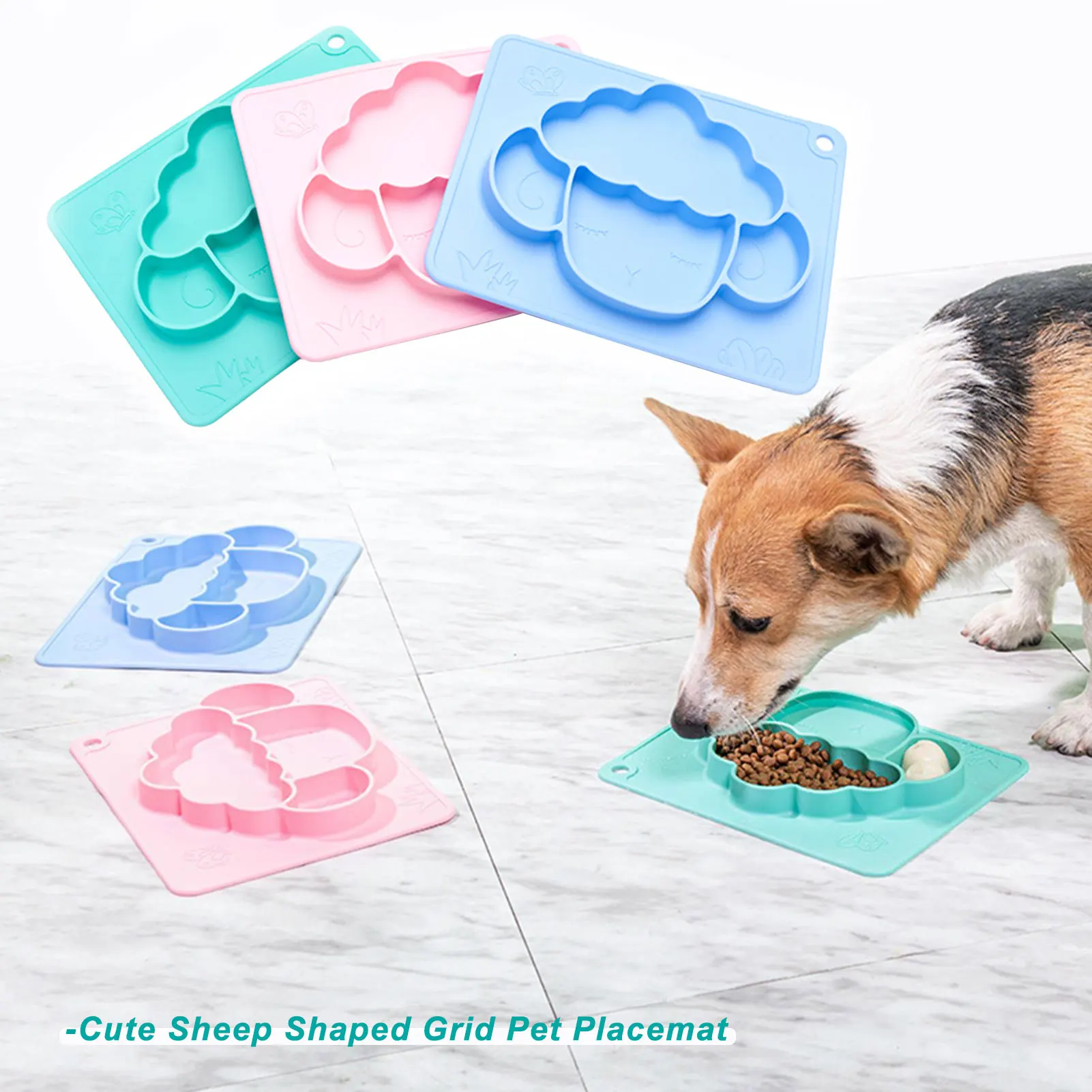 

Silicone Pet Lick Pad Cute Pet Slow Food Bowls for Small Dogs Non-slip Sheep Shape Cat Mat for Kitten Division Soft Pet Products