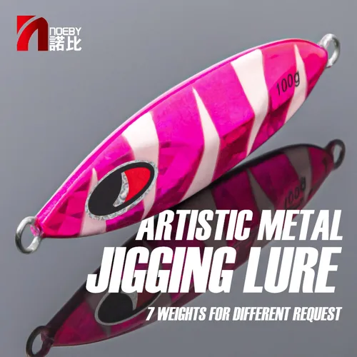 Noeby-plantillas de Metal de Jigging lento, 60g, 80g, 100g, 120g, 150g, 180g, 210g, cebo duro Artificial, cuchara luminosa, Señuelos de Pesca