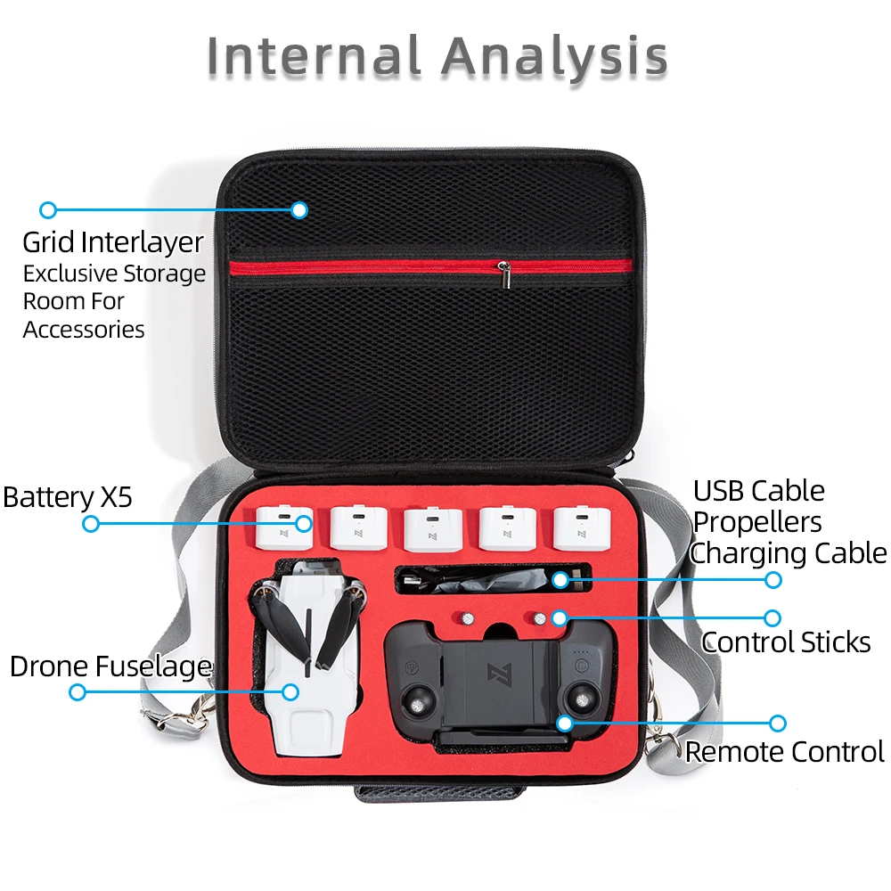 حقيبة كتف بدون طيار لفيمي X8 ميني/V2 ، حقيبة تخزين محمولة ، حقيبة حمل مقاومة للماء ، غطاء صلب ، صندوق ، ملحقات ، حزام رمادي ، طائرة بدون طيار