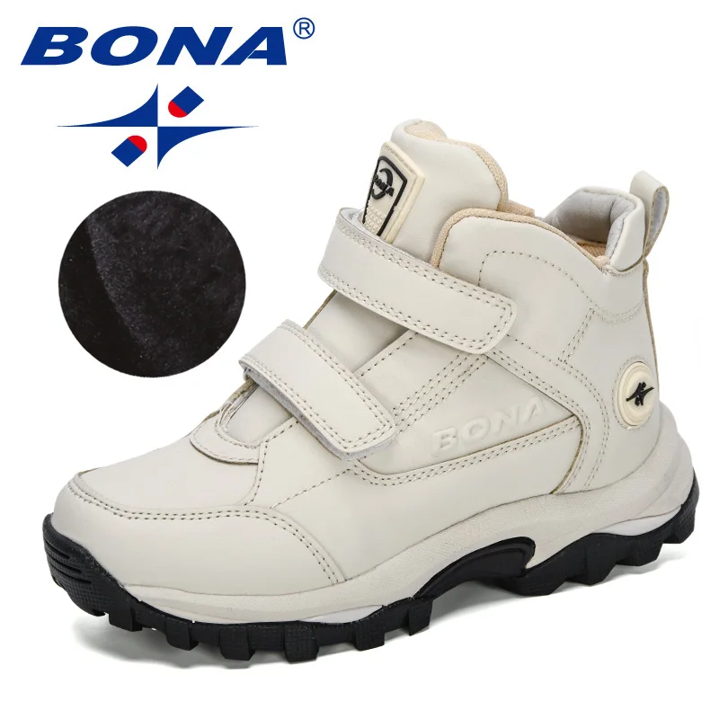 BONA-zapatos deportivos informales de felpa para niños, botas de nieve cálidas con cordones de cuero de alta calidad, para correr en la escuela, 2020