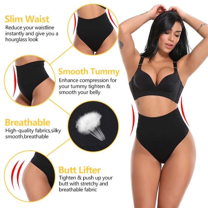 Sexy Women Shapewear Panties Bodysuit Body Shaper High Waist Tummy Control Seamless Strapless Slimming Panty Briefs Black S-3XL