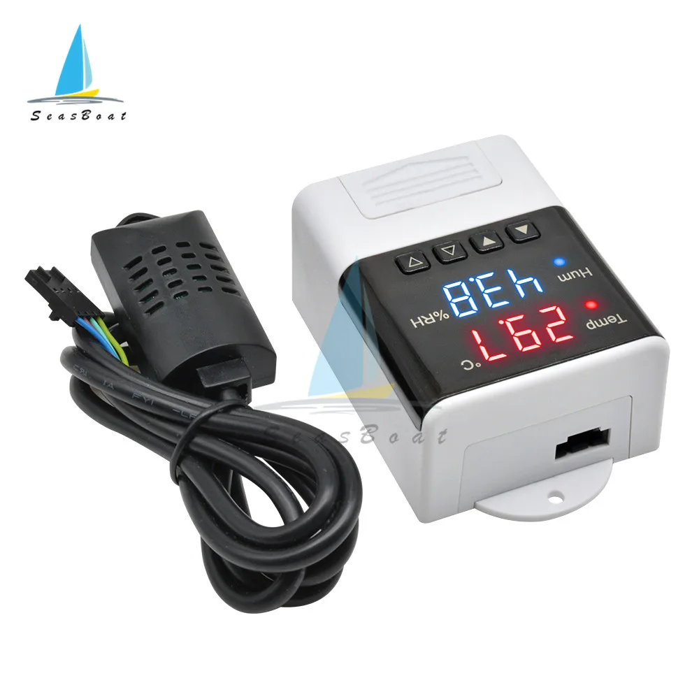 Imagem -04 - Digital Led Termostato Higrostato Temperatura Controlador de Umidade Aquário Incubadora Termorregulador Sht20 Sensor ac 110220v