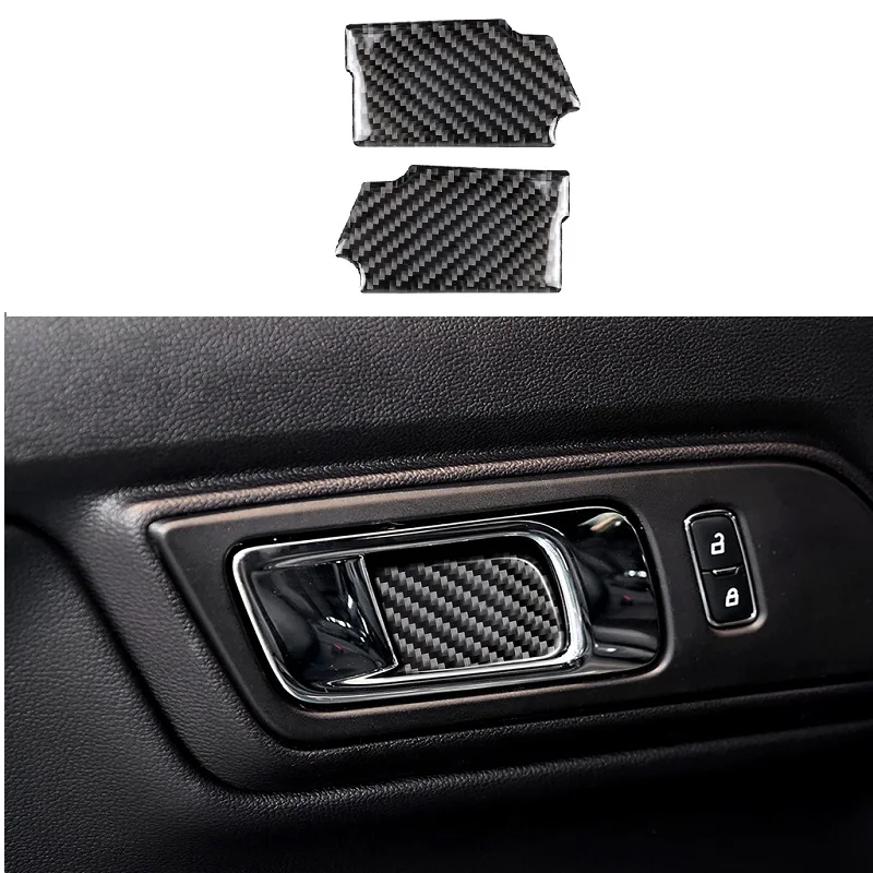 

Fit For Ford Mustang 2015-2020 Carbon Fiber Handles Door Bowl Decorative Cover Sticker Car Styling Interior Accessories