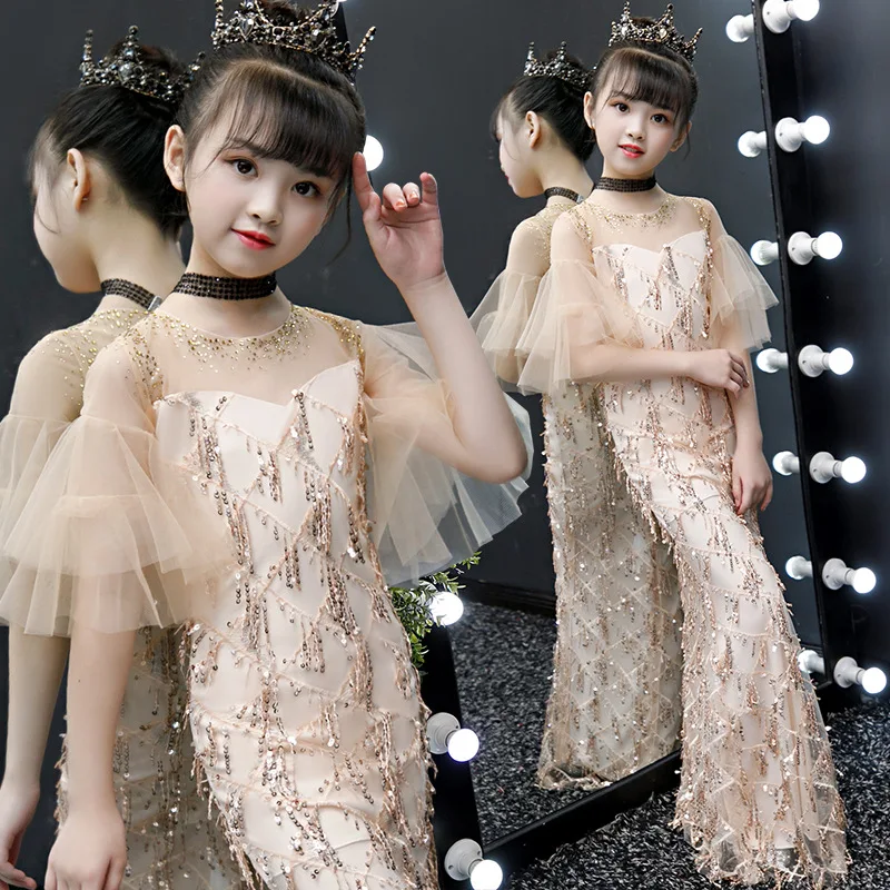 

Luxury Children's Party Dress Sequined Mermaid Dress Teen 3y-14y Elegant Princess Girl Birthday Dress Angel Fast Delivery