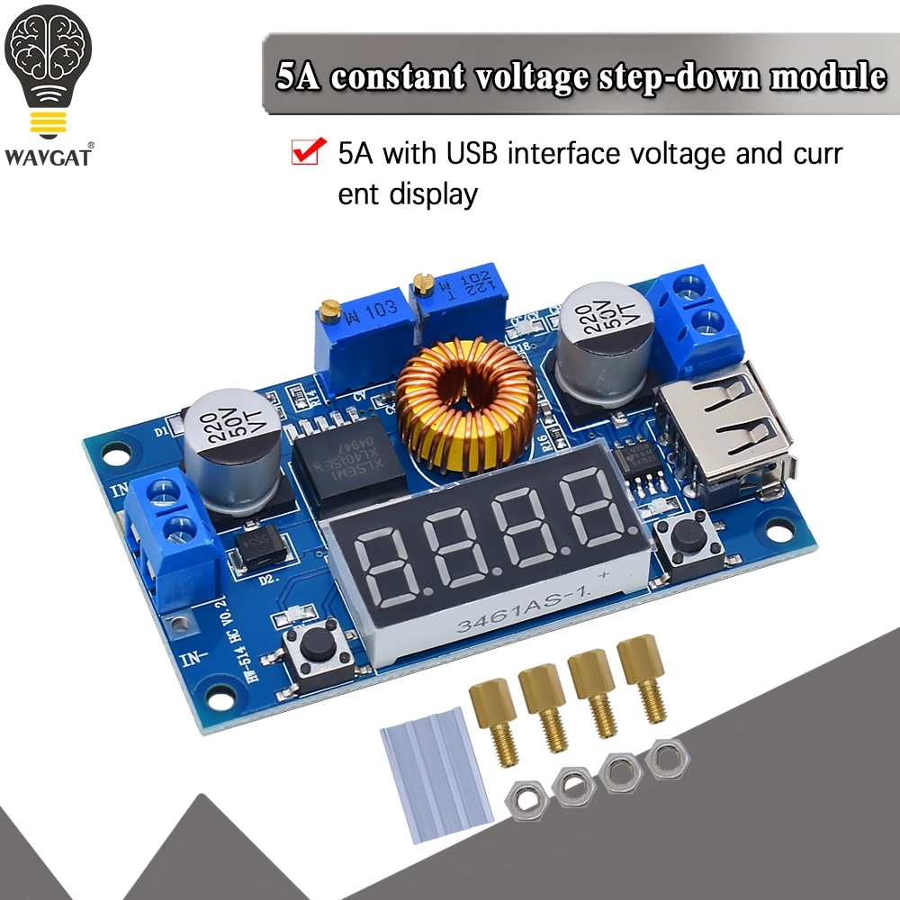 DC-DC 5A Digital LED Drive Lithum Battery Charger Module CC/CV USB Step Down Buck Converter With Voltmeter Ammeter