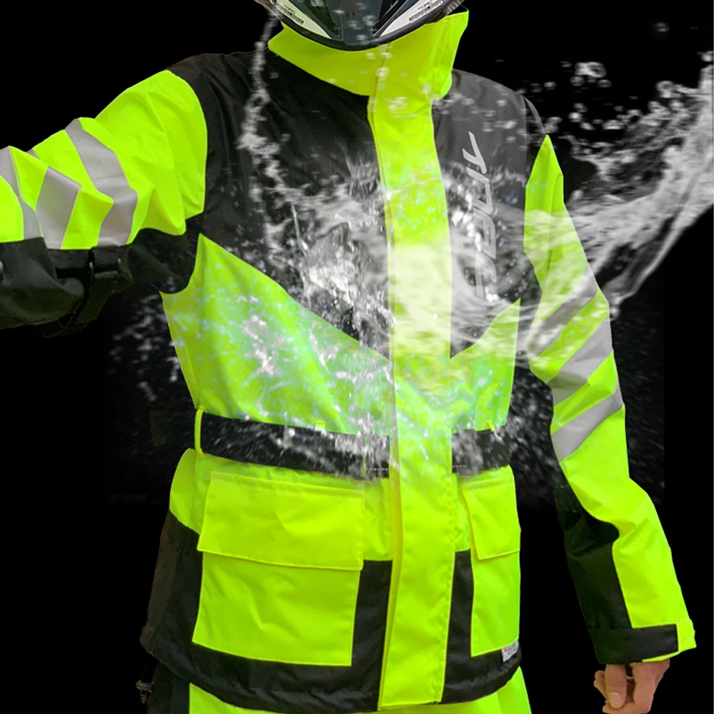 Motorcycle Raincoat Men Reflective Electric Scooters Raincoat 100% Waterproof Motocross Suit Motorcycle Jacket Split Raincoat