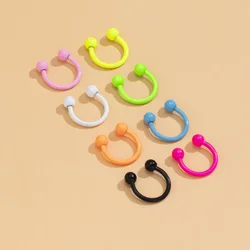 10Pcs/Lot Mixed Candy Color Random Stainless Steel Nose Rings Nose Nipple Hoops Nose Septum Eyebrow Ear Piercing Body Jewelry