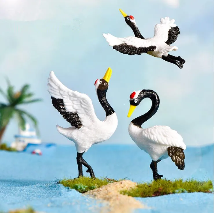 Simulation bird model toy red-crowned crane crafts simulation animal crane cognitive decoration toy