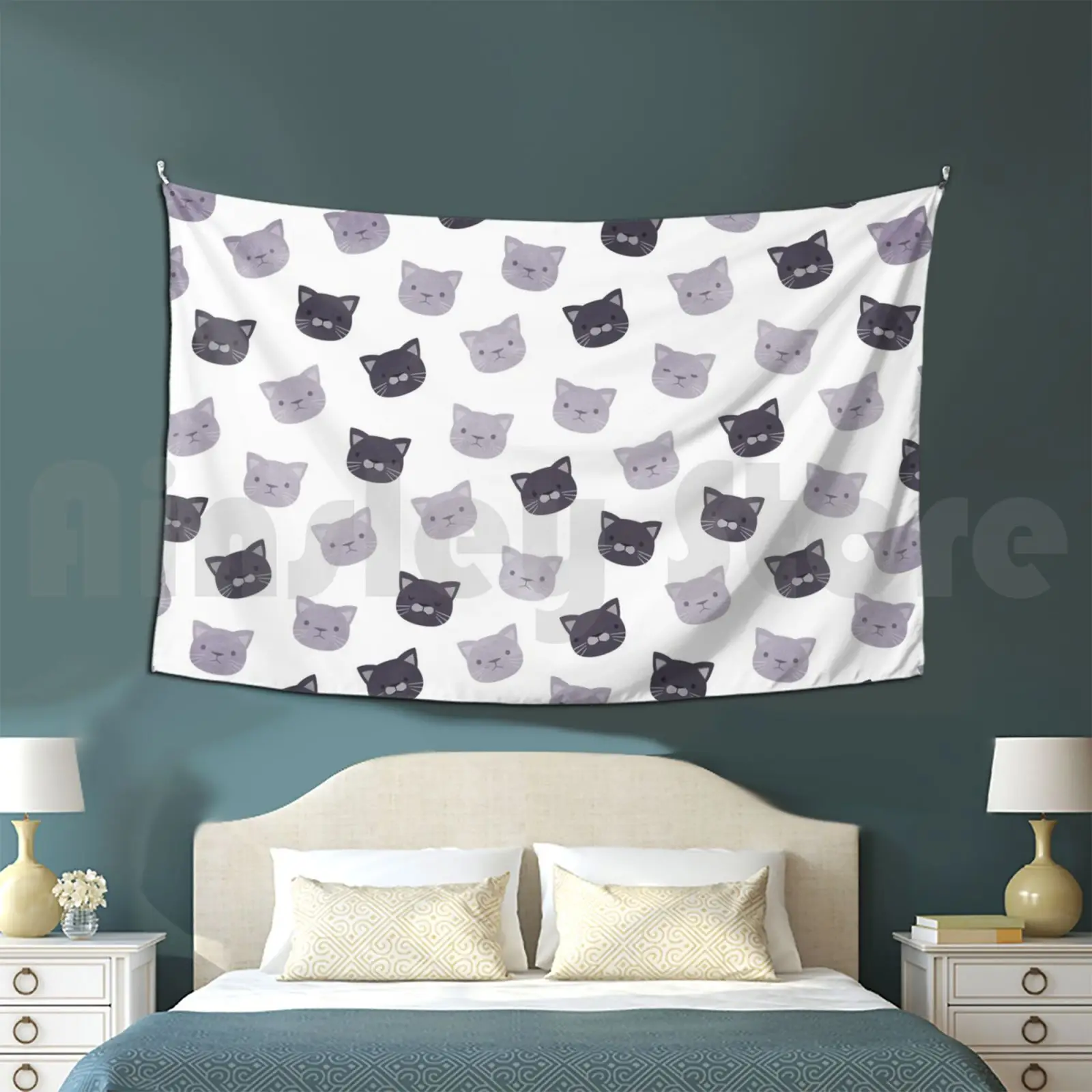 Tapestry Black & ; White Cats 260 Stayhome Stay Home Social Distancing Pattern Rainbow Cats