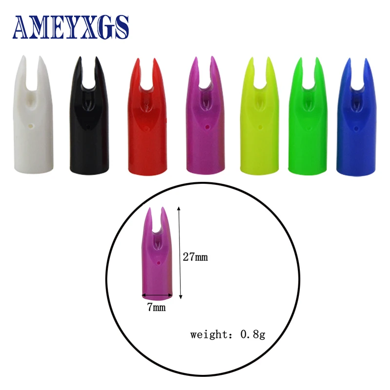 12pcs Archery Arrow Nocks For 6.8-6.9mm Arrow Shaft 8 Colors OD 9mm and ID 7mm DIY Knocks Replacement Hunting Shooting Training