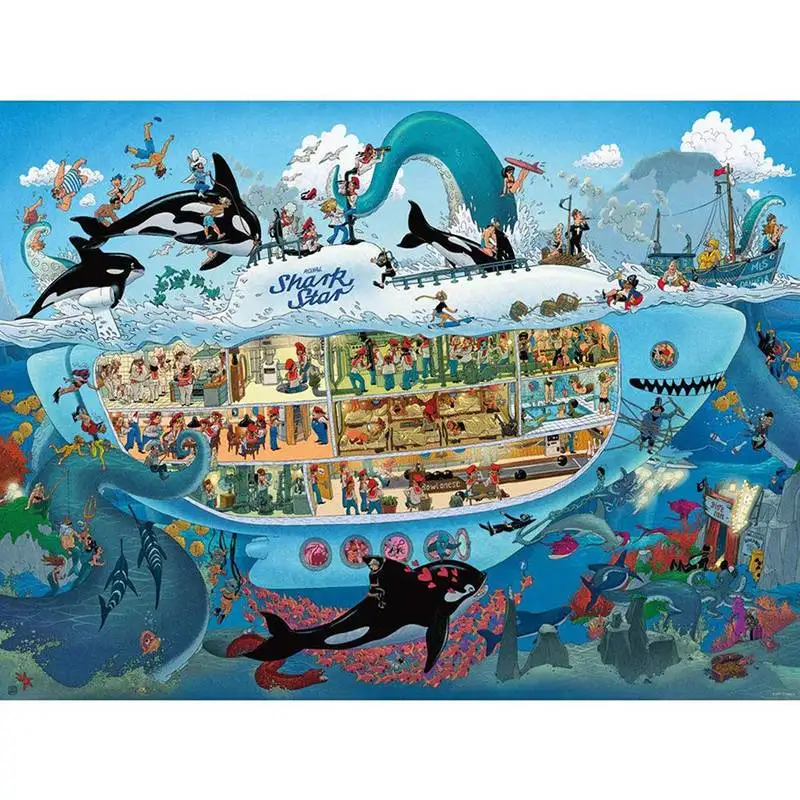 

1500 Pieces Jigsaw Puzzles Assembling picture Shark Submarine puzzles toys for adults children kids games educational games Toys