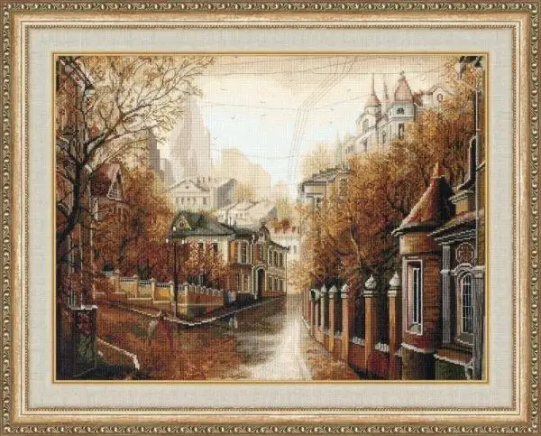 Autumn in the depths of the alley scenery Cross Stitch Kits Crafts 18CT Unprinted Embroidered Handmade Art Set Wall Home Decor