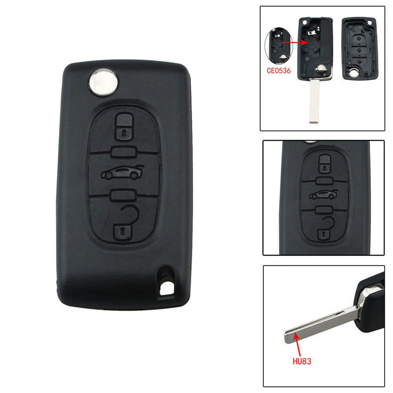 New 3 Button Collapsible Flip Remote Car Key Fob Case Shell For Citroen C2 C3 C4 C5 C6 XSARA GRAND PICASSO CE0536