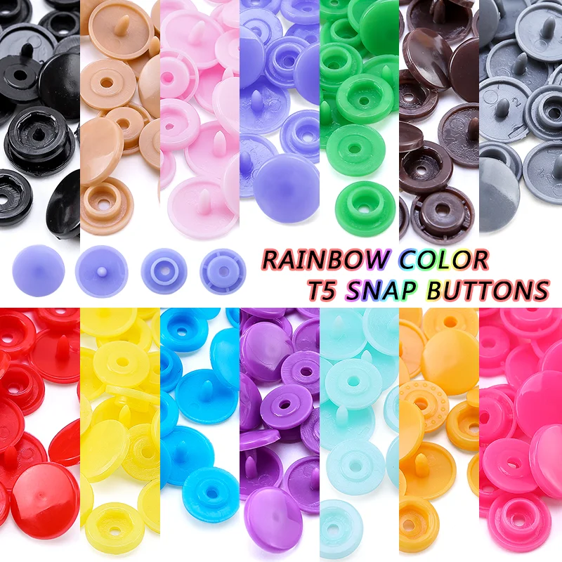 

Quality 3-Color 150 Set T5 Plastic Buttons Snaps For Clothes Sewing Bibs Rain Coat Crafting -DIY Handmade Tool Accessories