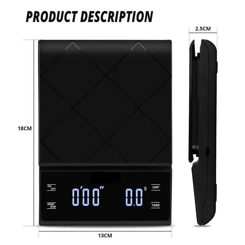 Kitchen Electronic Scales Digital Coffee Scale With Timer High Precision LED Display Household Weight Balance Measuring Tools