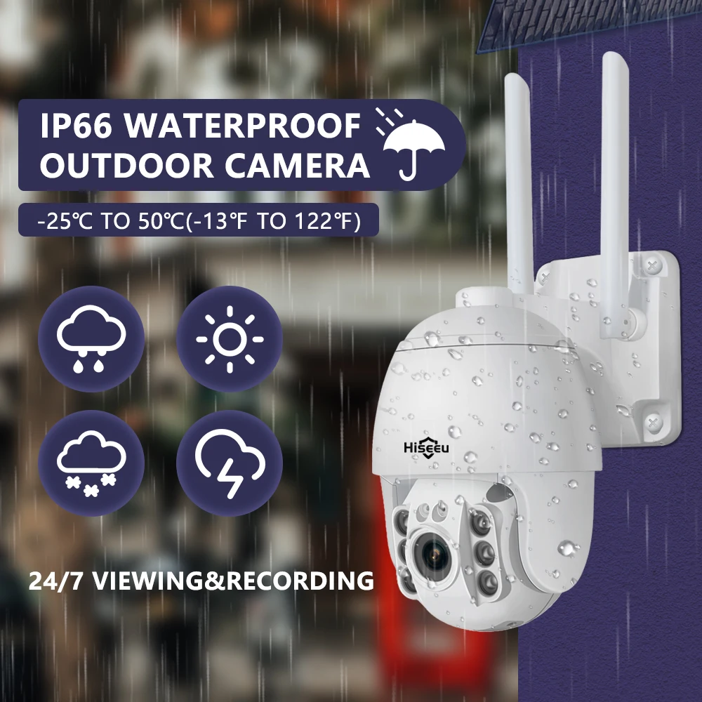 Hiseeu 1536P PTZ Wireless Security Camera 3MP 5X Digital Zoom WIFI Outdoor Two Way Audio for Wireless NVR System Kit Remote View