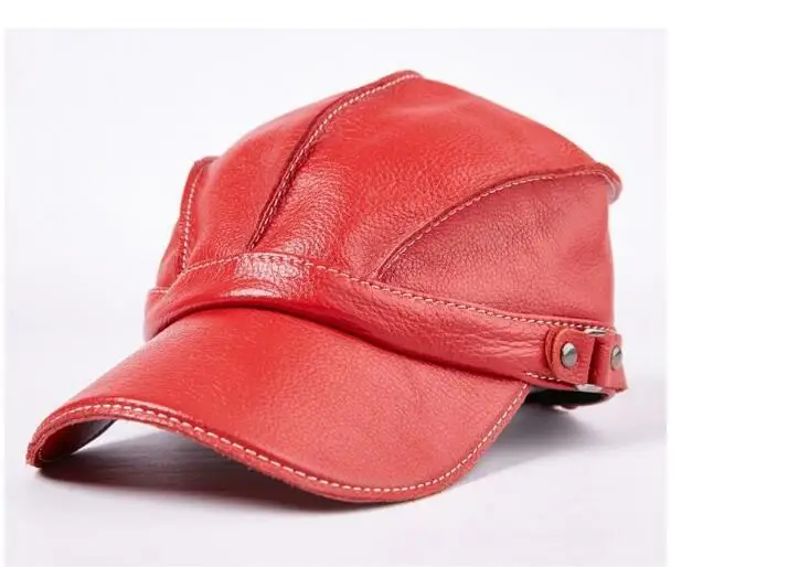 Mode Unisex Hohe Qualität Echt Leder Military Caps Sailor Hüte Frauen Männer Schwarz Braun Flache Top Kapitän Kappe Reise Kadett hut – Detail 12
