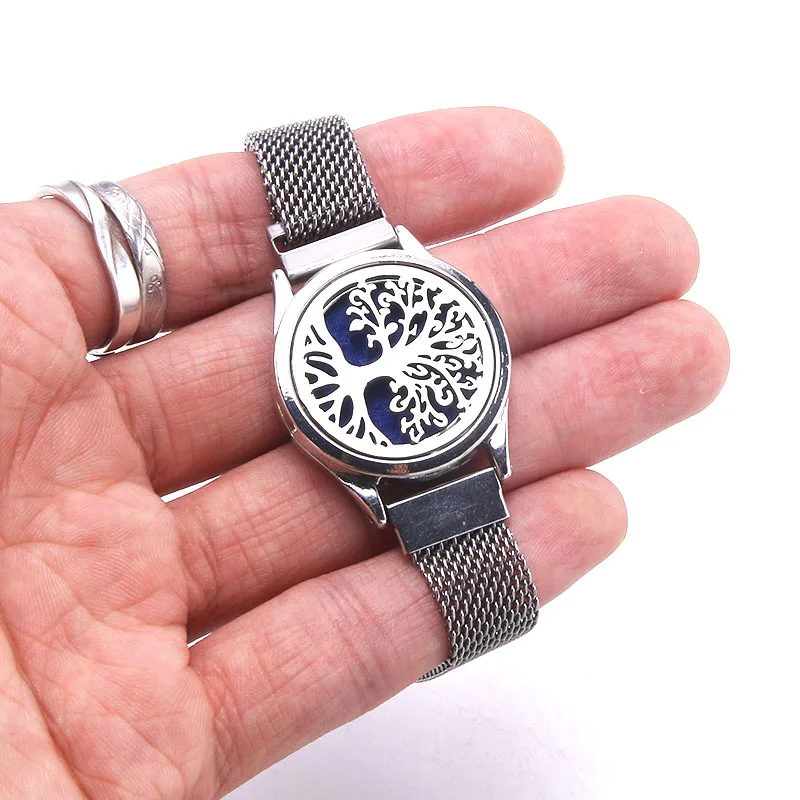 New Aromatherapy Bracelet Diffuser Jewelry Perfume Essential Oil Diffuser Locket Bracelet Tree Of Life Stainless Steel Bracelet