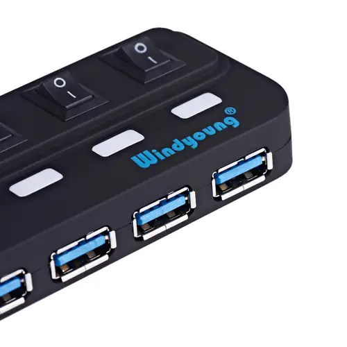 Imagen 2 del producto USB 3,0 HUB Multi USB Splitter 4/7 puertos Expansor USB 3,0 de alta velocidad Hab con adaptador de corriente USB 3,0 Hub con interruptor para ordenador portátil