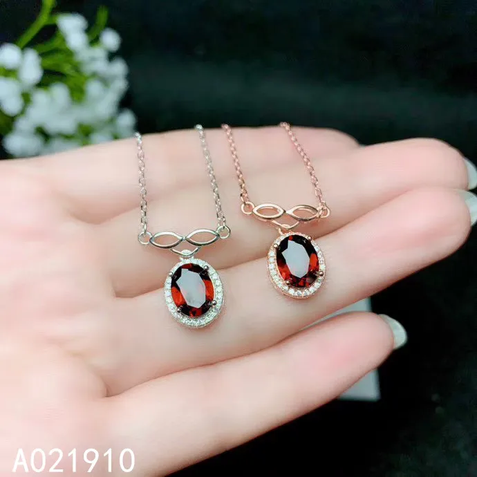 

KJJEAXCMY boutique jewelry 925 sterling silver inlaid natural Garnet gemstone female necklace pendant support test popular