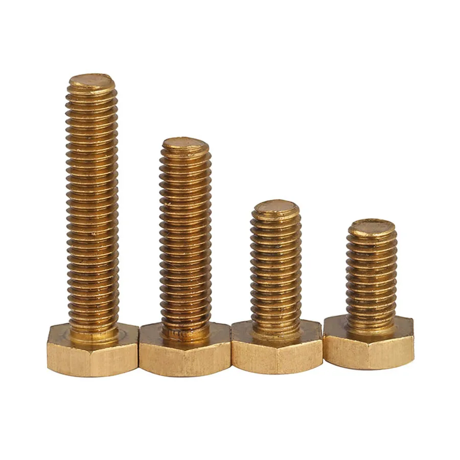 2PCS M8 M10 M12 Hex Kuningan Sekrup Tembaga Hexagon Soket Baut Panjang 6-60Mm DIN933