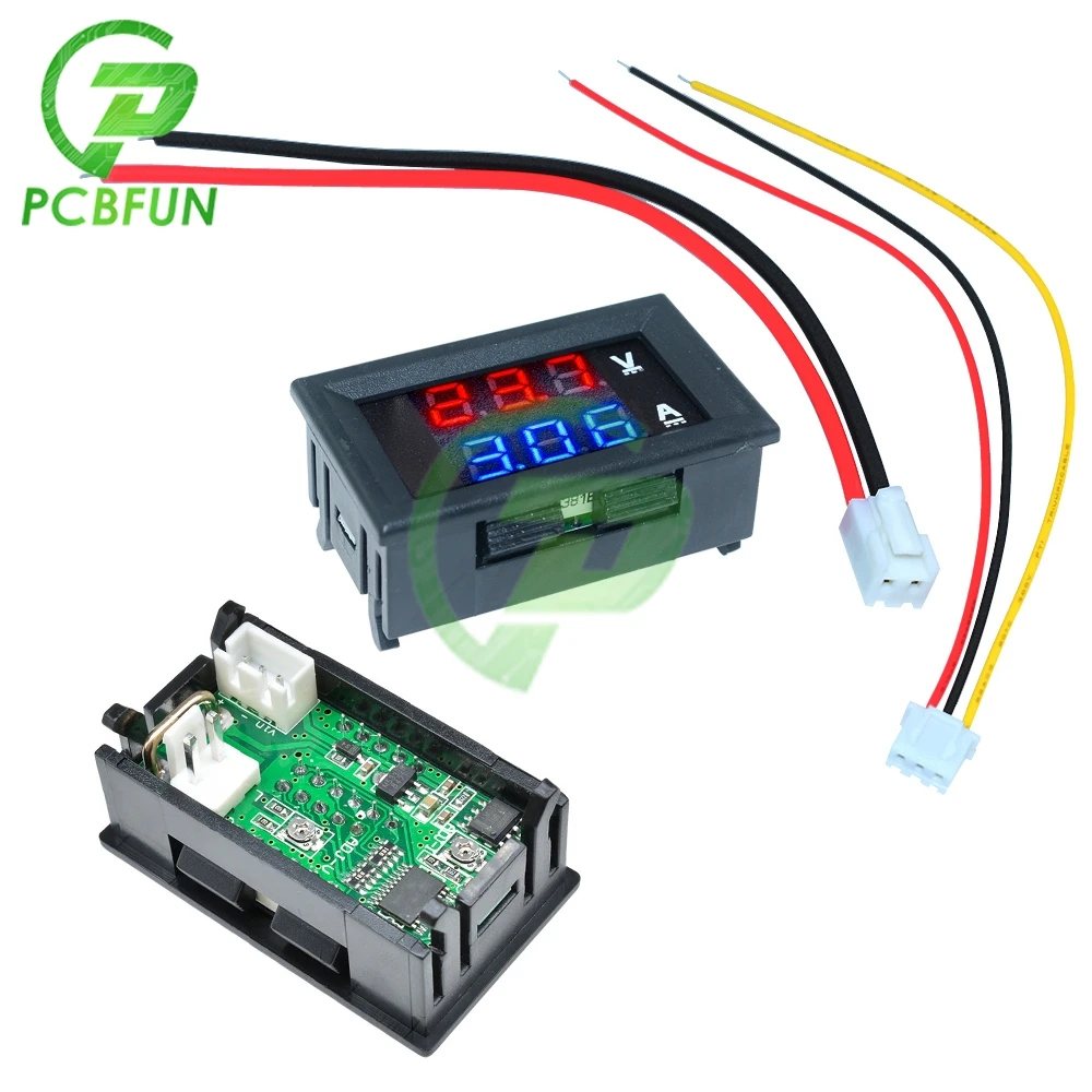 DC 100V 10A Mini Voltmeter Ammeter 2 Wire 3 Wire DC 12V 24V Car Volt Voltage Current Meter Volt Meter Display Voltage Indicator