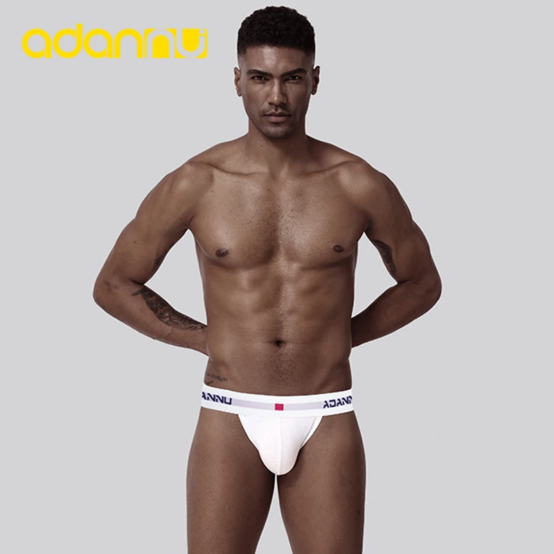 ADANNU Underwear Sexy Men Jockstrap Men Thong Cotton U Pouch Men Thong Male Panties Cueca Tanga Comfortable Underpants AD46