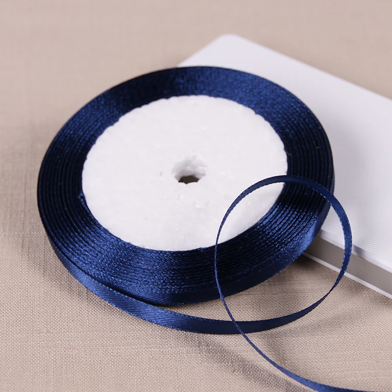 6mm Seidensatinbänder Länge 25 Yards/Rolle Weihnachtsfeier Hochzeitsdekoration Bänder DIY Mädchen Haarschleifen Accessoires – Detail 20
