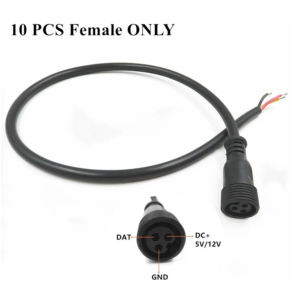 female connector 3 Core BLACK Waterproof;18AWG 50cm long ;female only;13.5mm/18.5mm/xconnect