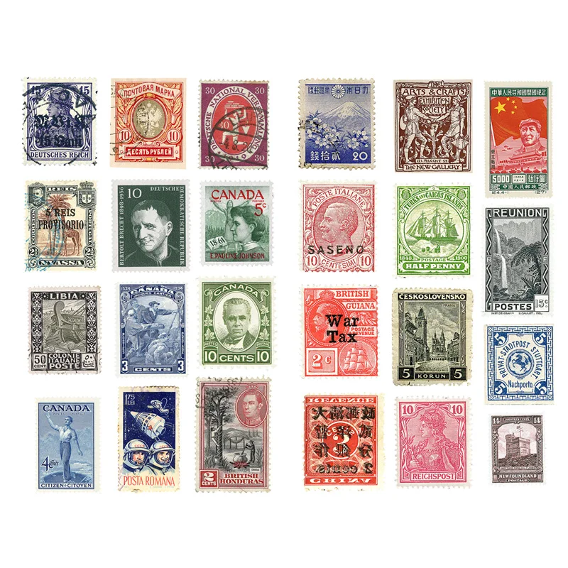 1 PCS Vintage World Stamps Decor Cute Aesthetic Book Journal Stickers Scrapbooking Stationery Sticker Flakes Art Supplies