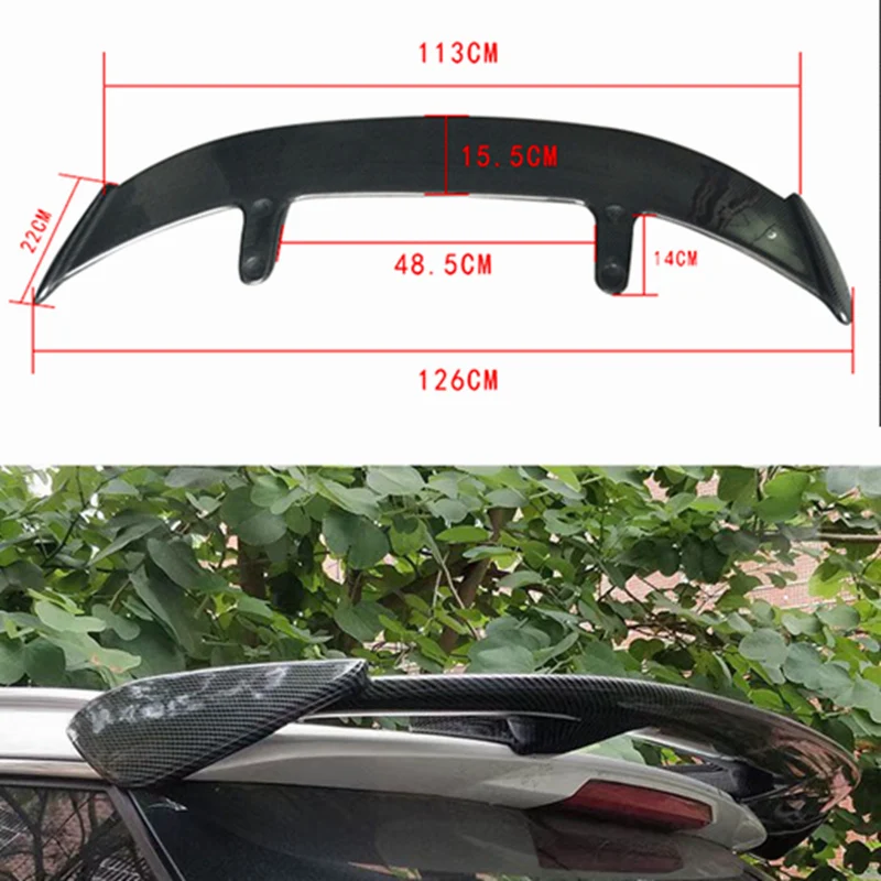 

For Citroen C3 Spoiler 2018-2021 ABS Plastic Carbon Fiber Look Hatchback Roof Rear Wing Body Kit Accessories