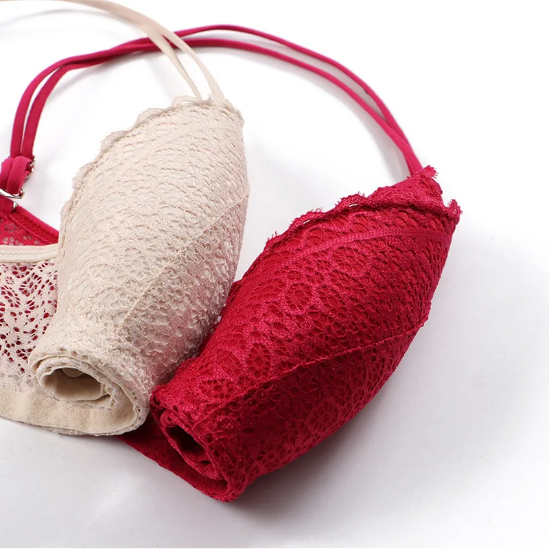 Dámská braletka ve francouzském stylu, krajková podprsenka, dívky, trojúhelníkový košíček, spodní prádlo s hlubokým V bezdrátovým prádlem, měkká tenká bezešvá podprsenka - náhled 4