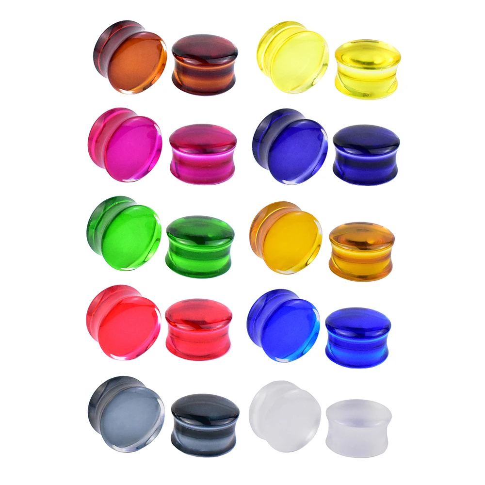 6-30mm 2Pcs Colourful Acrylic Ear Tunnels Gauge Ear Expander Plugs Stretcher Earring Piercing Gauges for Ears