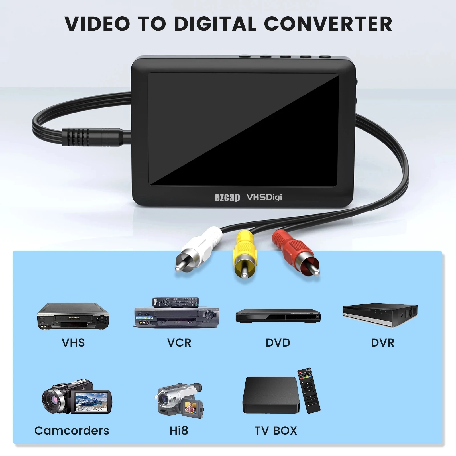 Imagem -06 - Gravadores de Vídeo Ezcap180 av Vídeo Analógico para Conversão Digital-gravar Vídeo de Vhs Vcr av Rca Hi8 Filmadora Leitores de Dvd