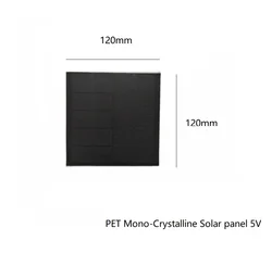 Panel słoneczny PET Mono krystaliczny 5V 2W 120mm x 120mm wodoodporny do lampa słoneczna DIY