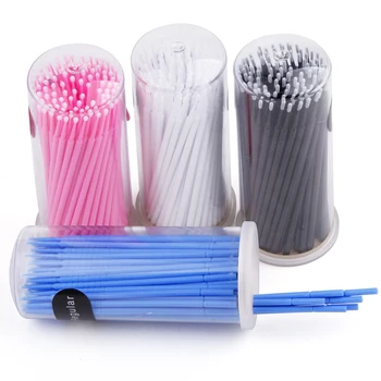 100 قطعة/صندوق فرش صغيرة المتاح الرموش فرشاة صغيرة قضيب مسحات القطن الحاجب العصي العين لاش إزالة الغراء تنظيف