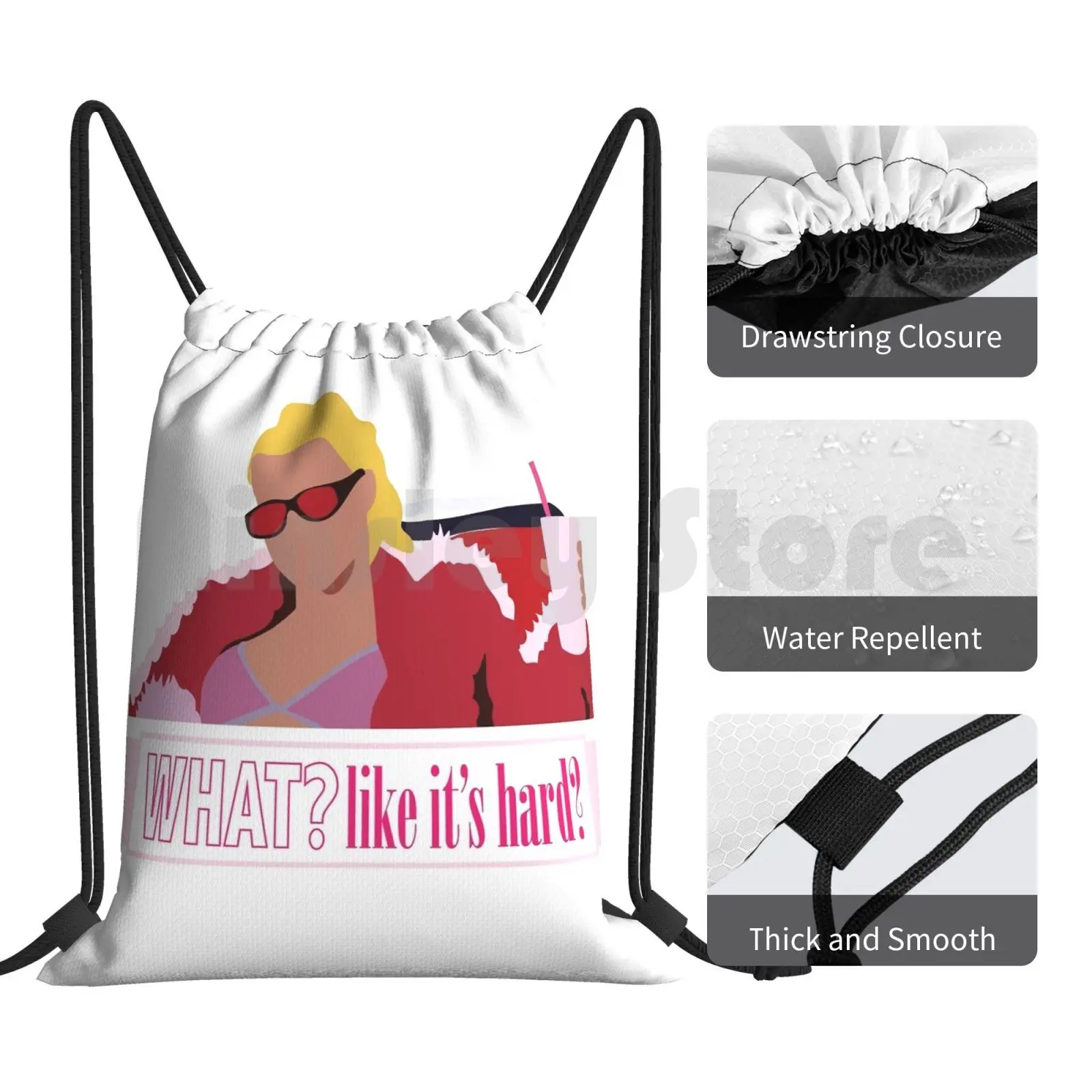 What ? Like It's Hard ? Backpack Drawstring Bag Riding Climbing Gym Bag Legally Blonde Movie Quotes Reese Witherspoon Blonde