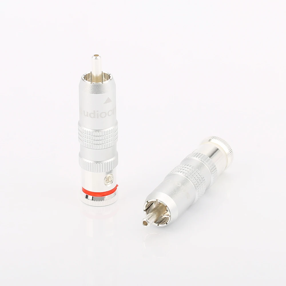 Audiocrast Pure Silver Plated RCA Audio Plug Solder RCA Connector For DIY Analogue RCA Cable HIFI