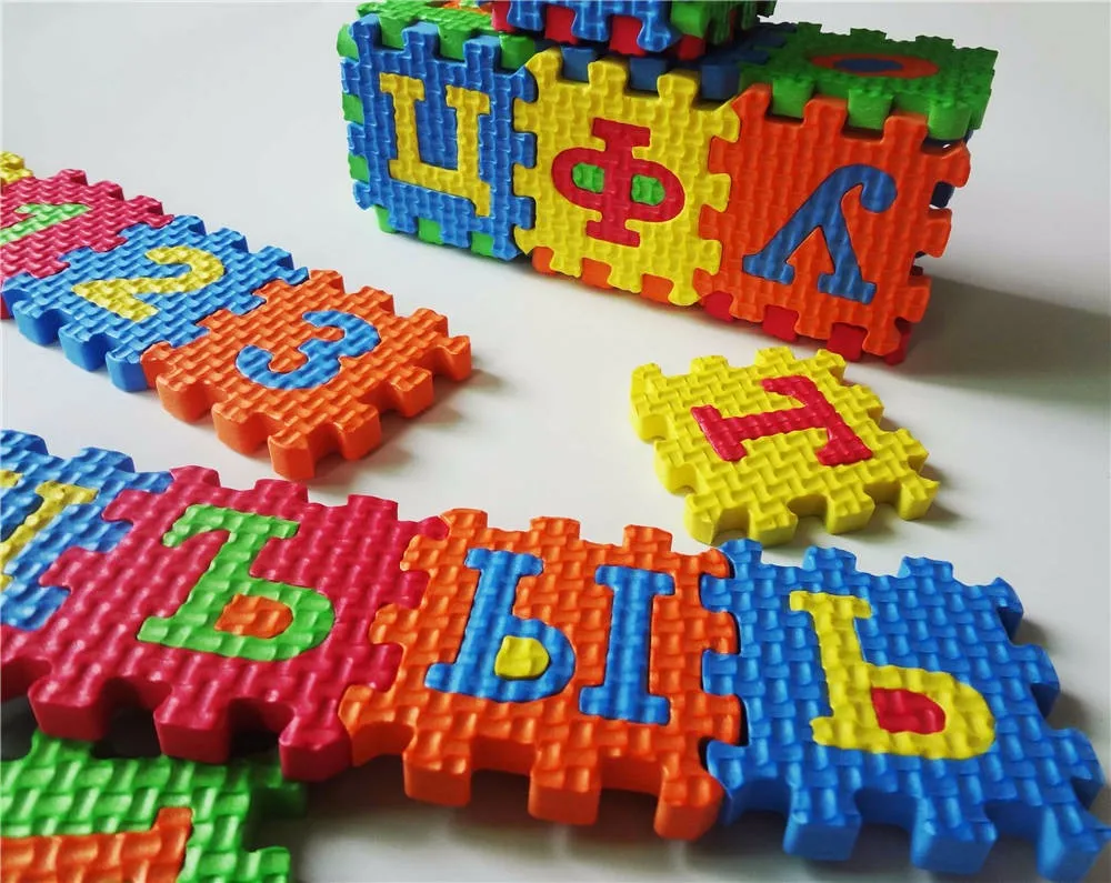 Russia Children Mini EVA Foam Rug  Alphabet Mosaic Letters Numbers Floor Soft Baby Mat 3d Puzzle Kids Educational Russian Toys