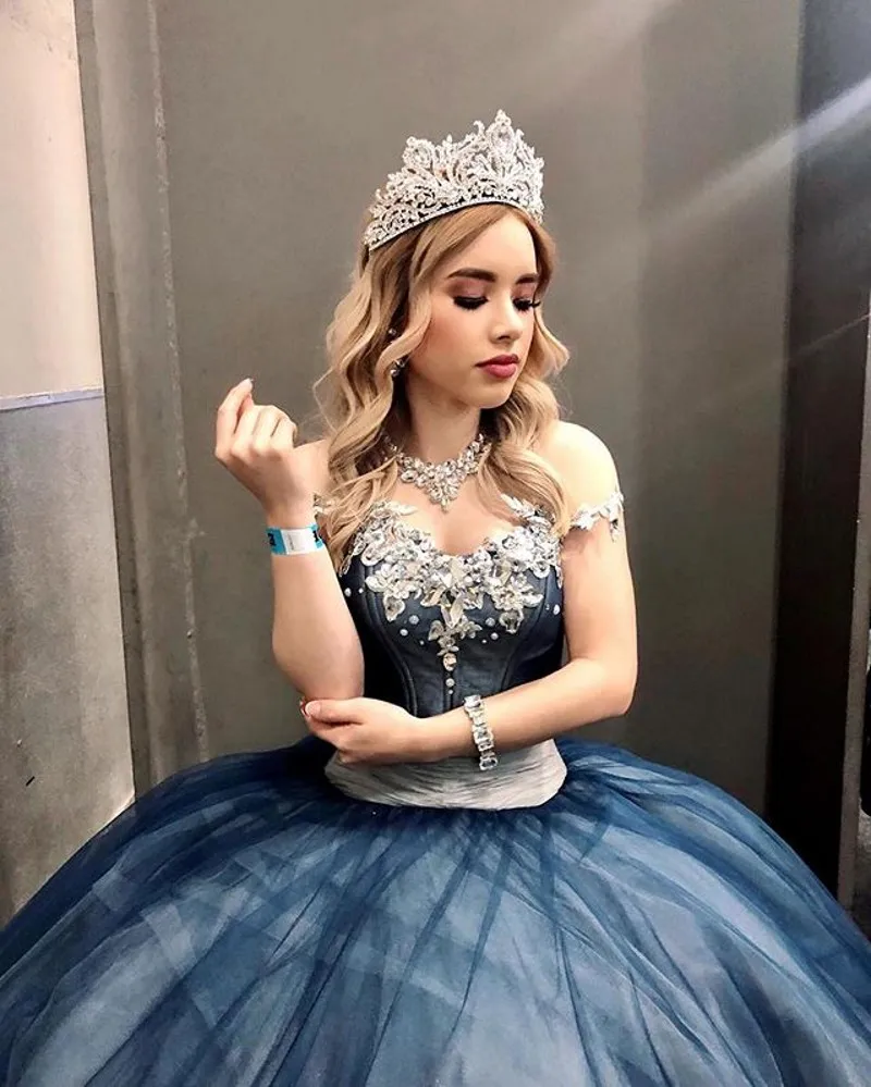 Elegantes Ballkleid Quince anera Kleid von der Schulter Tüll Puffrock süße Festzug Kleider Vestidos de 2023